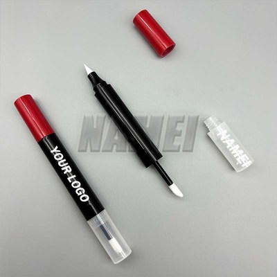 Harga yang bagus 2 dalam 1 tabung bayangan mata cair tabung eyeliner plastik kosong dengan tongkat Custom Logo kemasan kosmetik on line
